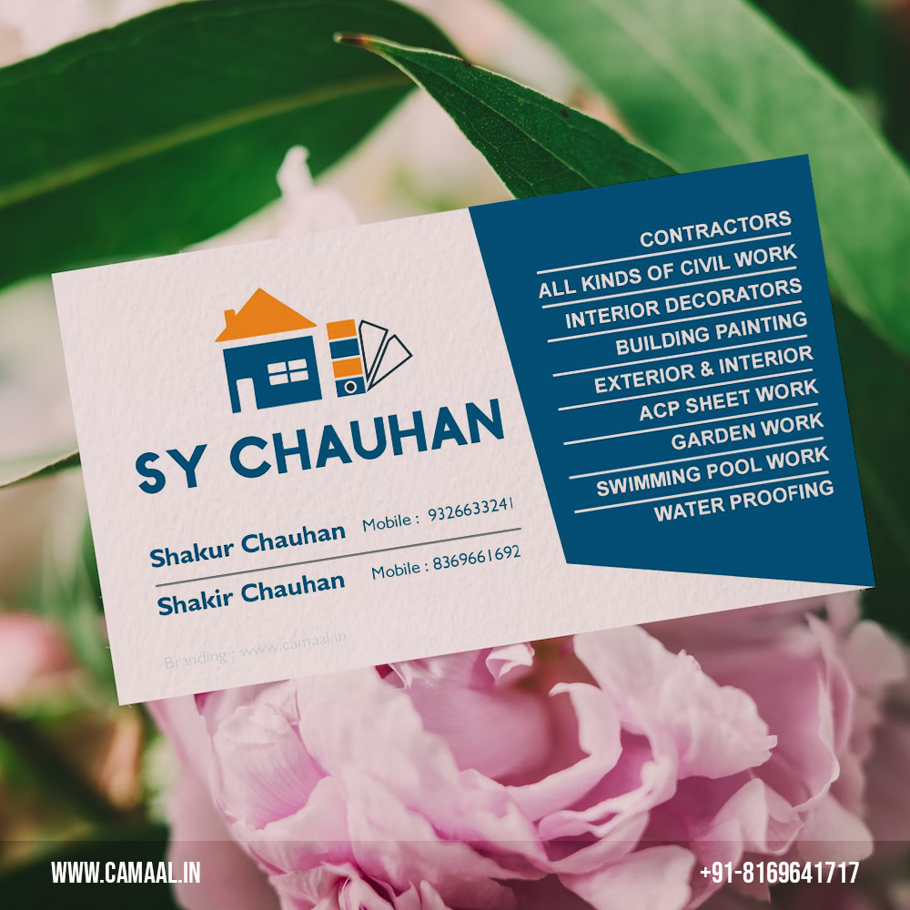 Visiting Card Design for S.Y.Chauhan Interior Designer Civil Contractor in Mumbai by Creativo Camaal