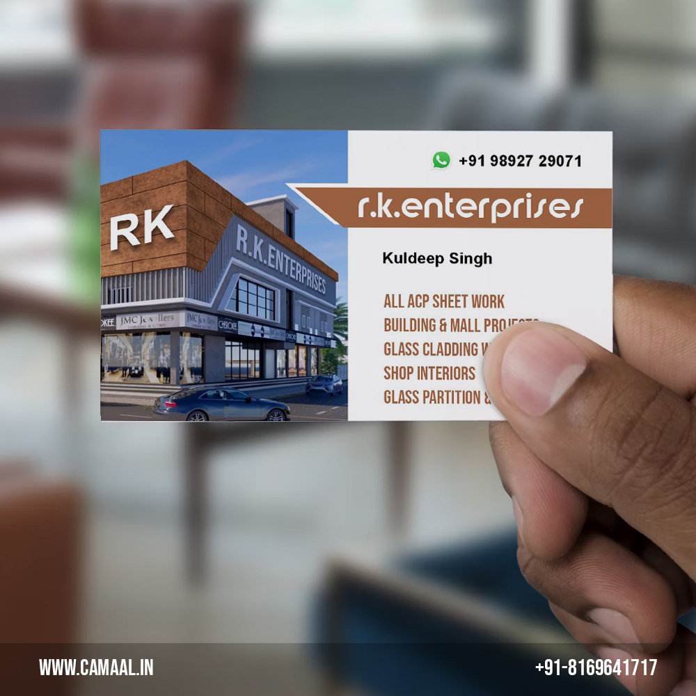 Visiting Card Design for R.K.Enterprises ACP Cladding Signage Work in Mumbai by Creativo Camaal