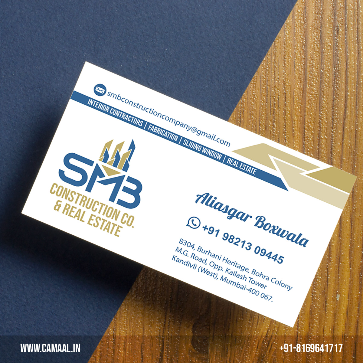 Visiting Card i.e. Business Card or Name Card Designing by Freelance Graphic Designer Creativo Camaal from Mumbai India