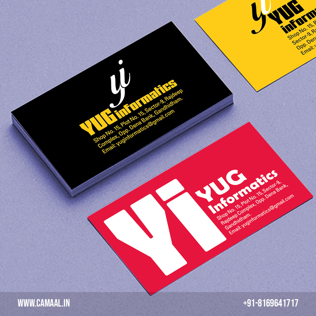 Visiting Card Design for Yug Informatics UAE by Creativo Camaal Associate in Dubai United Arab Emirates and other Gulf countries like Oman, Qatar, Saudi Arabia, Bahrain