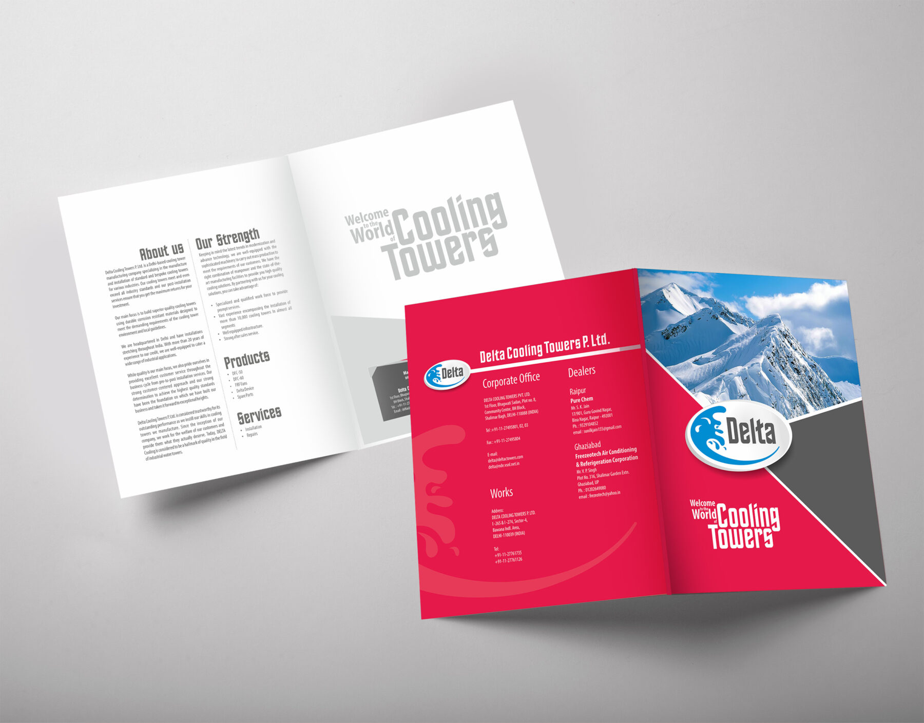 Folder Design for Delta Cooling Towers New Delhi India by Creativo Camaal Freelance Indian Graphic Designer from Mumbai India