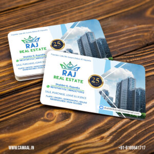 Visiting Card Design for Raj Real Estate Mumbai by Indian Freelance Graphic Designer Creativo Camaal from Mumbai India