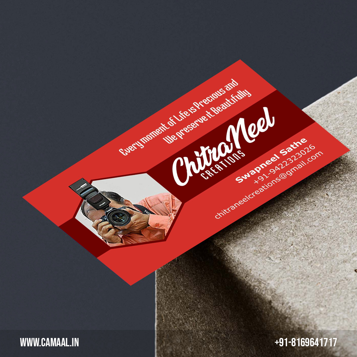Visiting Card Design by Creativo Camaal Mumbai for Chitraneel Photography Pune by Swapneel Sathe