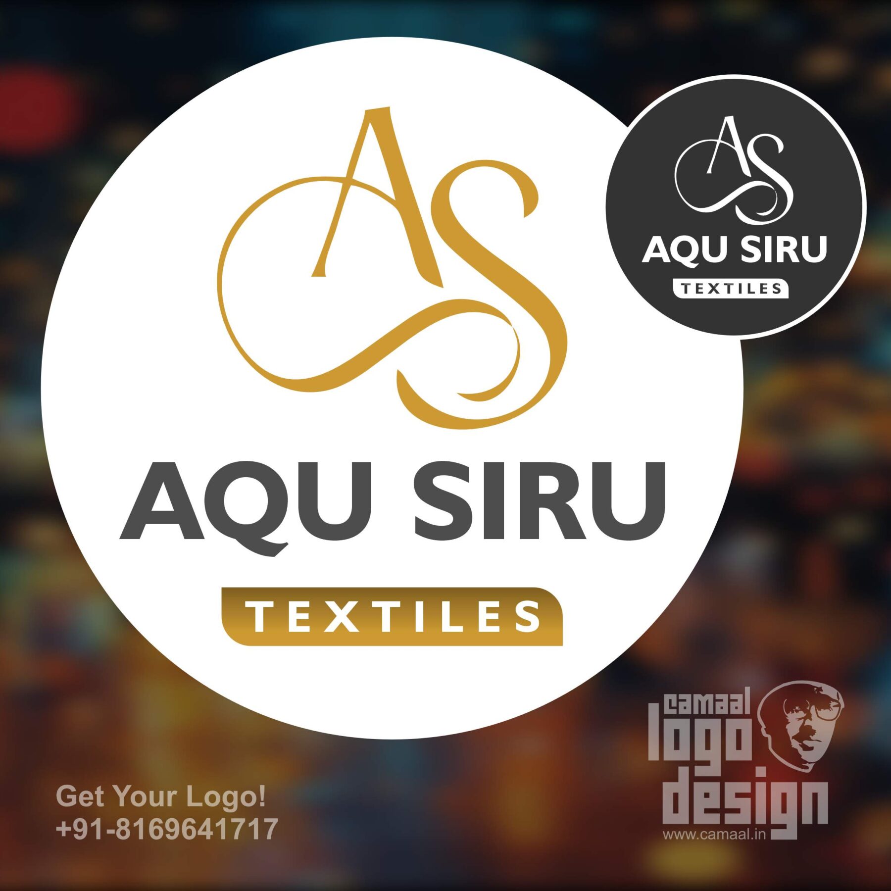 Logo Design & Visiting Card Design for Aqu Siru Textiles Ahmedabad and Dubai by Freelance Logo Designer Creativo Camaal from Mumbai India