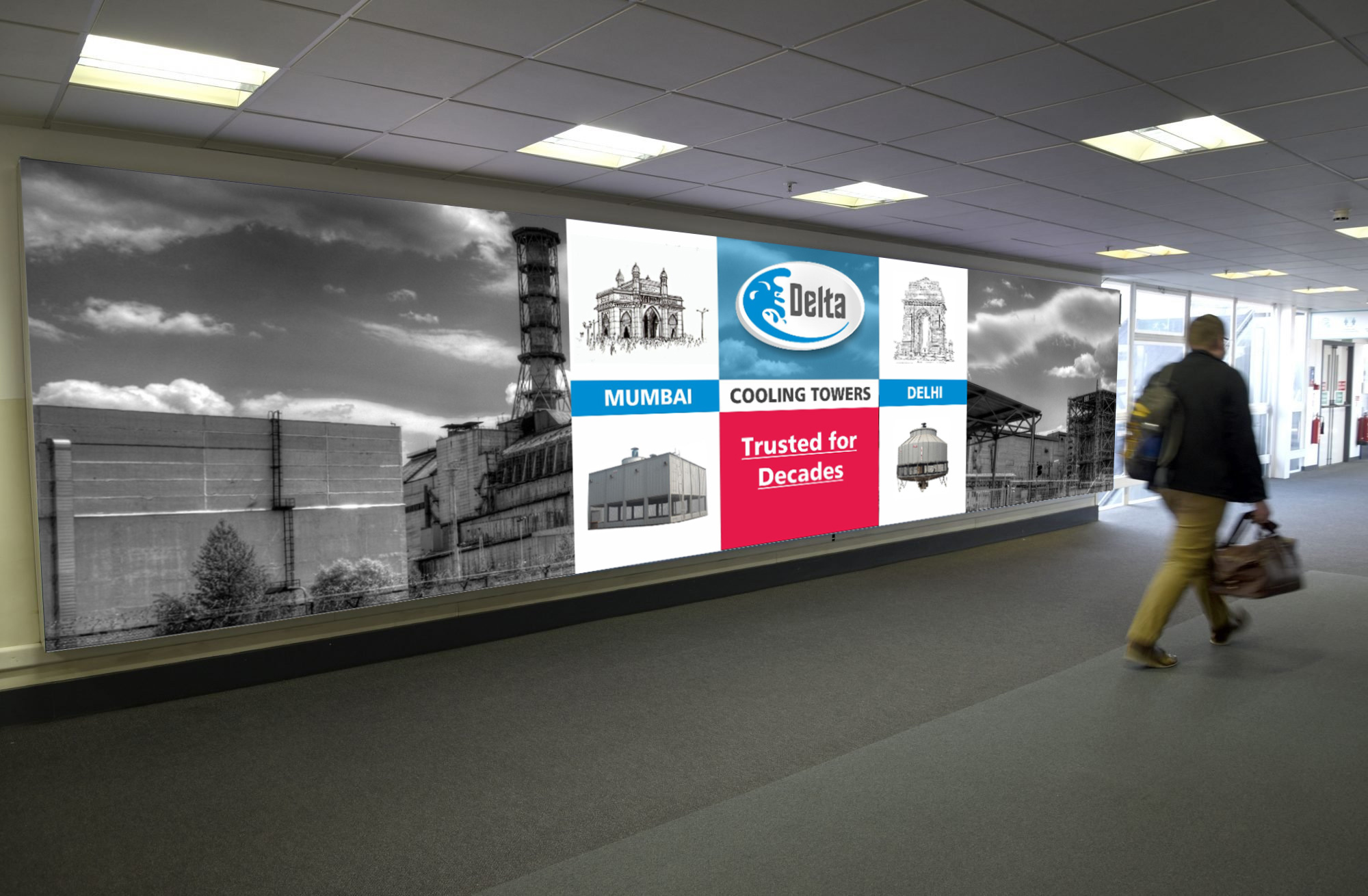 Indoor Backlit Airport Signage for Delta Cooling Towers New Delhi * Mumbai by Freelance Graphic Designer Creativo Camaal from Mumbai India