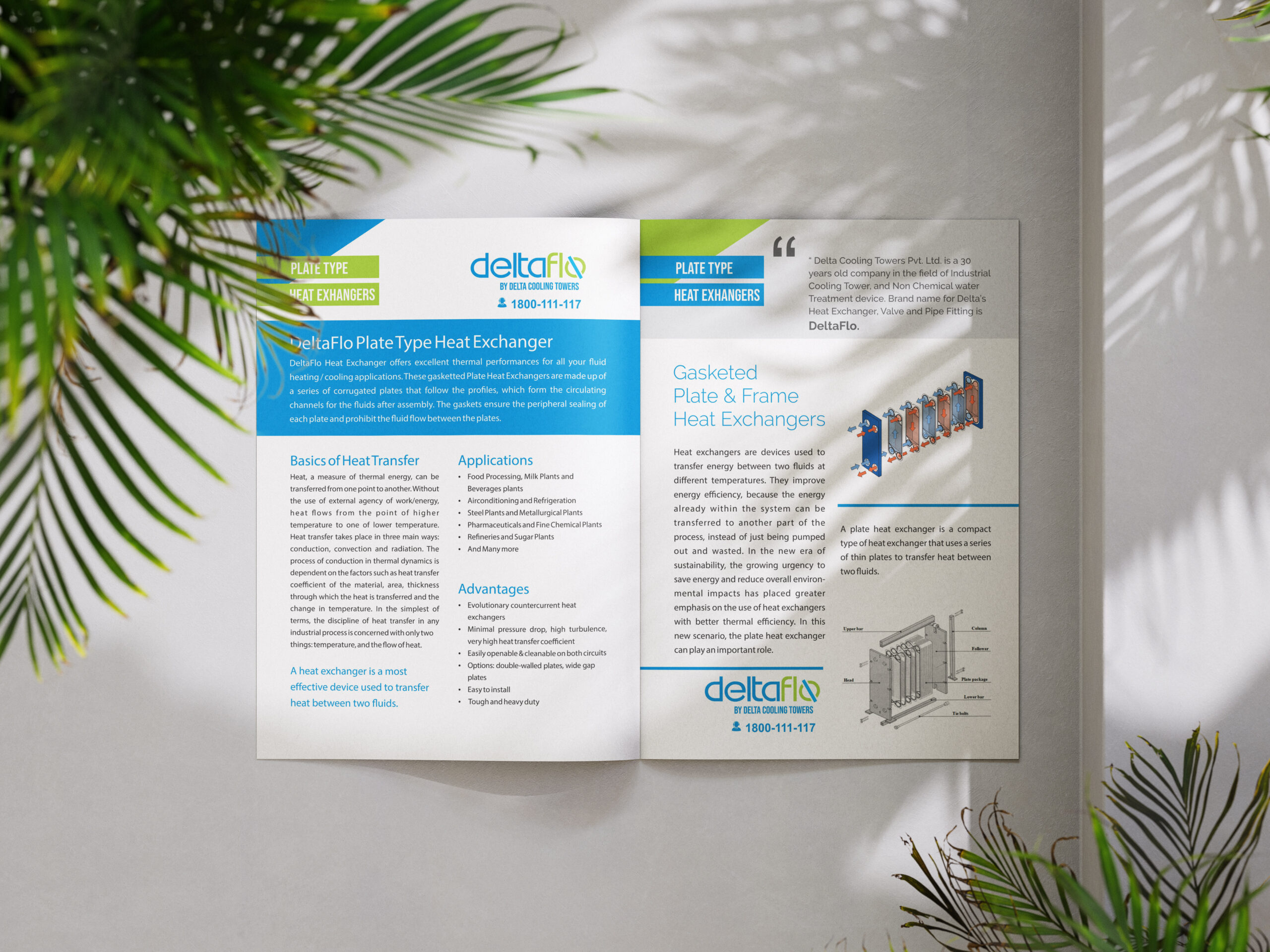 Brochure Design for Deltaflo Plate Type Heat Exchanger of Delta Cooling Towers by Creativo Camaal Freelance Graphic Designer from New Delhi India