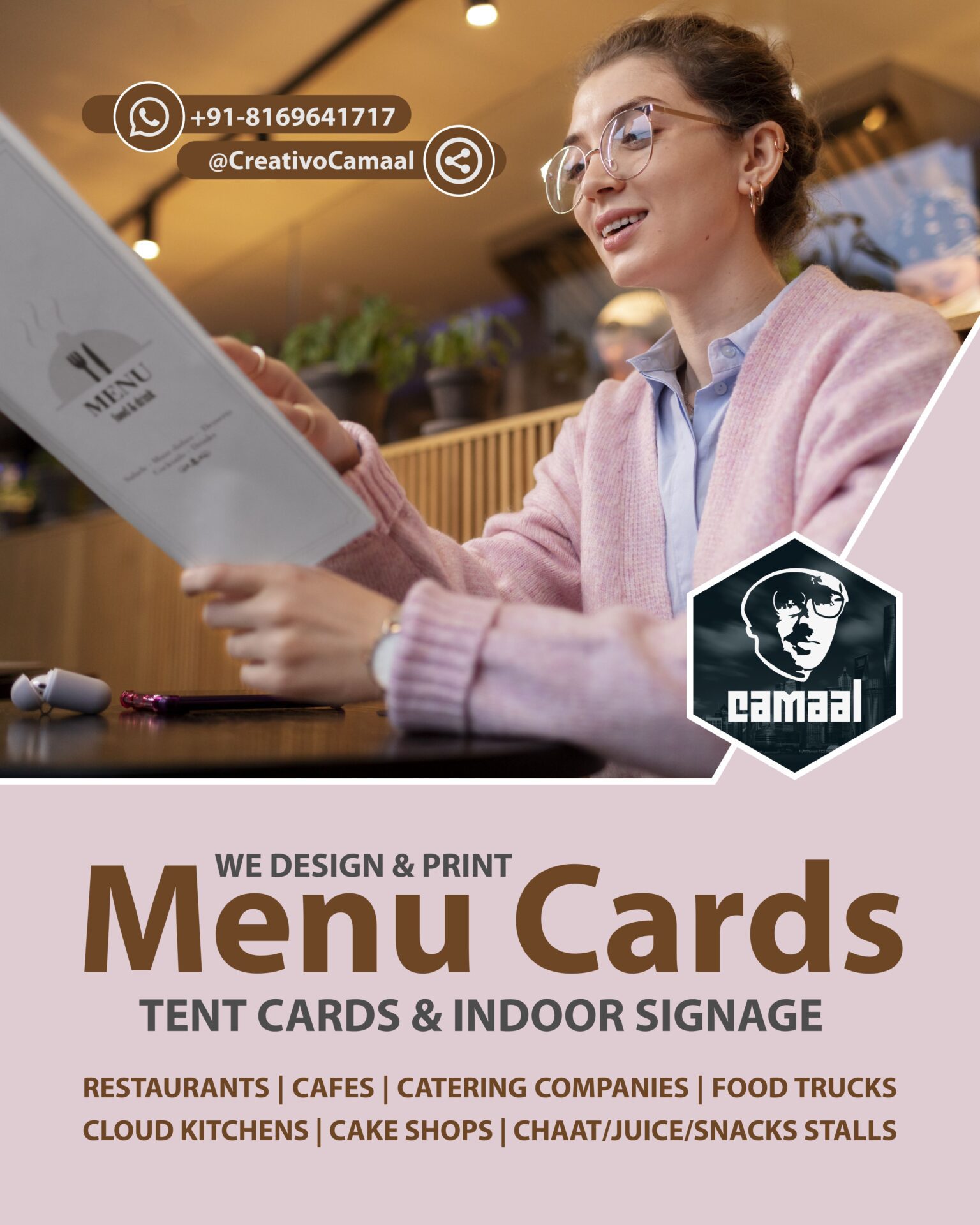 Restaurant Menu Cards Tent Cards Wall Graphics Designing and Printing 