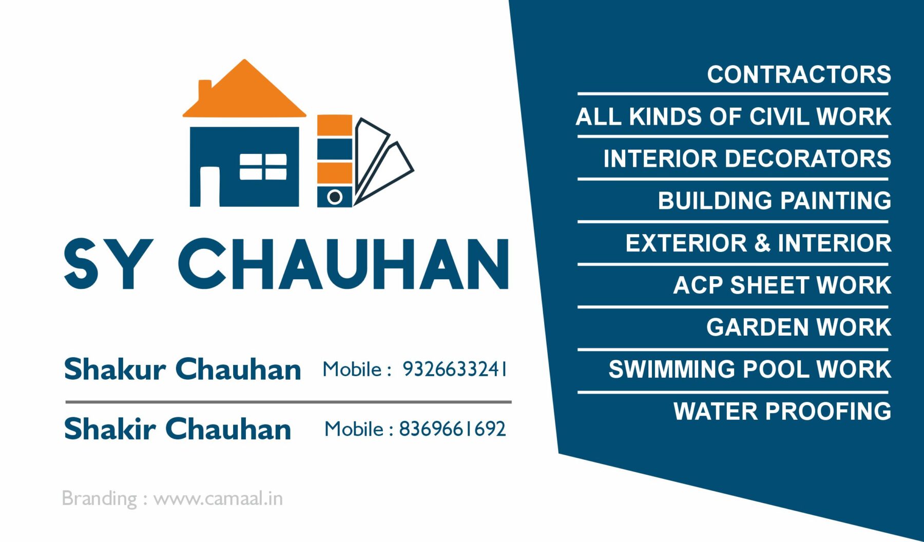 Business Card / Name Card / Visiting Card Design for S.Y.Chauhan by Freelance Graphic & Web Designer Creativo Camaal from Mumbai India