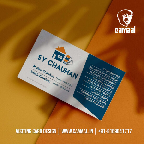 Visiting Card Design for S.Y.Chauhan Interior Designer Civil Contractor in Mumbai by Creativo Camaal