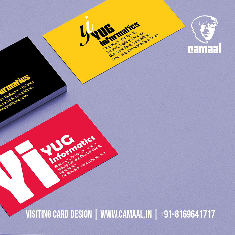 Visiting Card Design for Yug Informatics UAE by Creativo Camaal Associate in Dubai United Arab Emirates and other Gulf countries like Oman, Qatar, Saudi Arabia, Bahrain