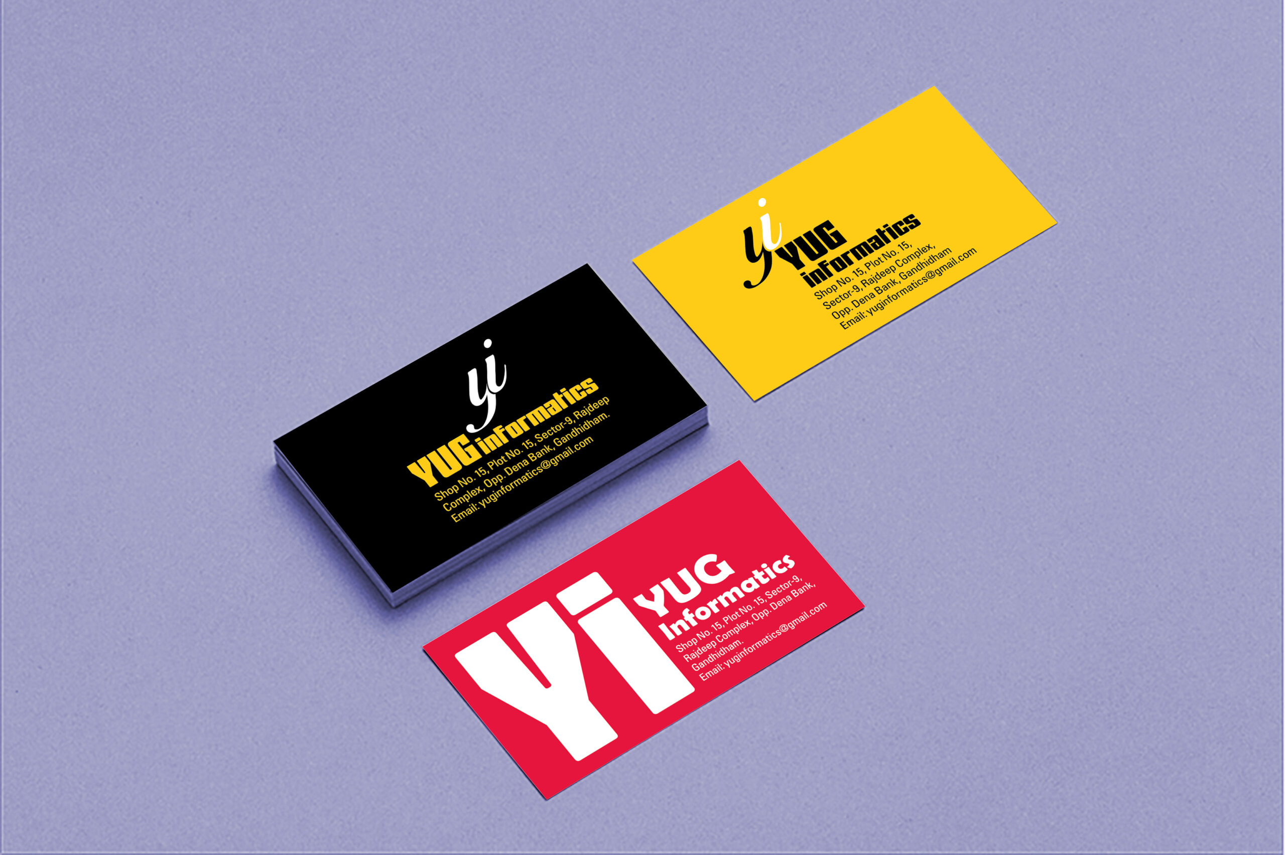 Visiting Card Design for Yug Informatics UAE by Creativo Camaal Associate in Dubai United Arab Emirates and other Gulf countries like Oman, Qatar, Saudi Arabia, Bahrain